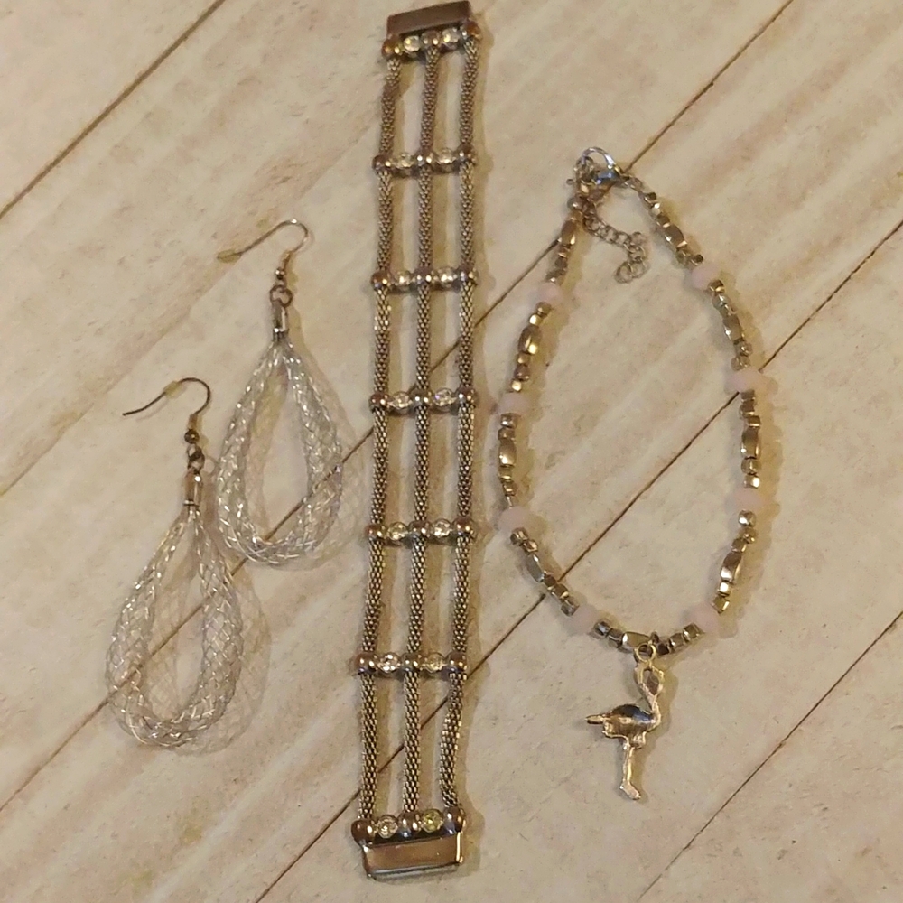3Pcs. Silver Toned Costume Jewelry Bundle